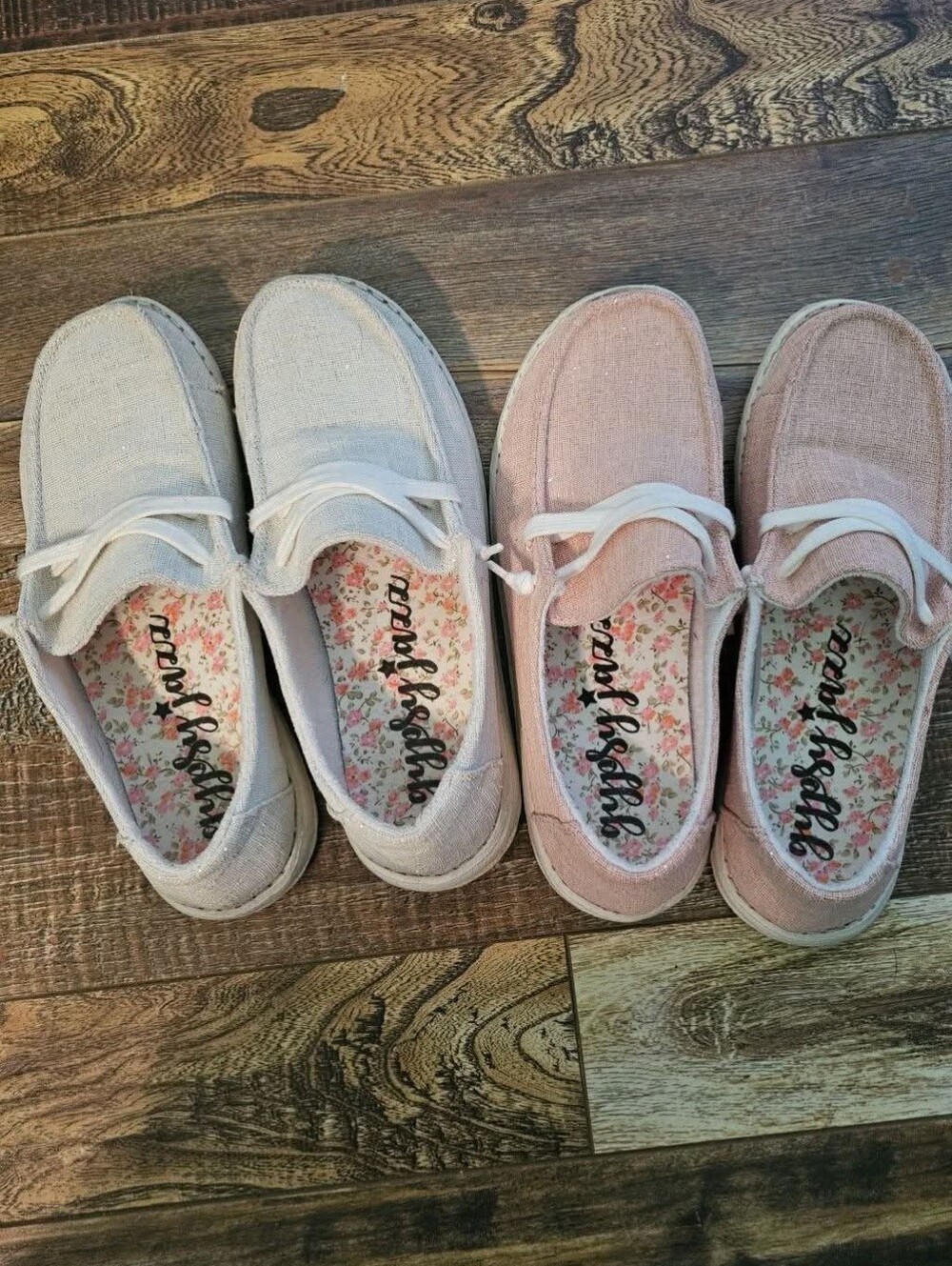Gypsy Jazz Slip-On Canvas Shoes in Light Pink and Cream - Floral Insole